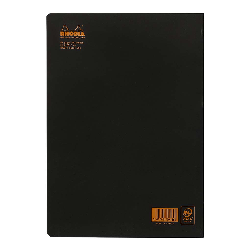 Rhodia Classic Notebook Stapled A4 Dot Black - Cafe Supply