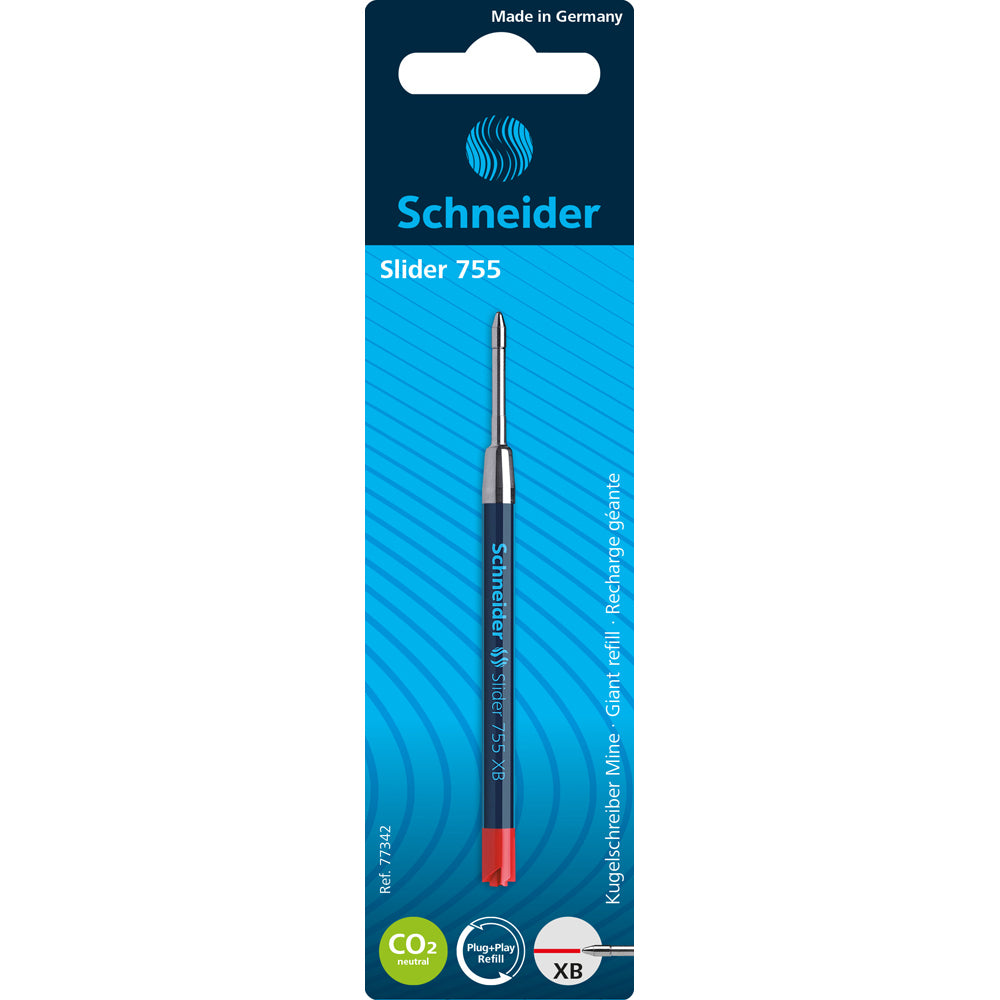Schneider Pen Refill Ballpoint 755 Extra Broad Red 1 piece (Fits Parker) - Cafe Supply