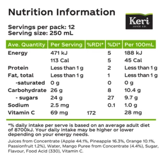 Keri Tropical Fruit Drink 3l - Cafe Supply