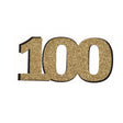 100th Glitter Gold Cake Topper (Card 85x70mm) - Cafe Supply