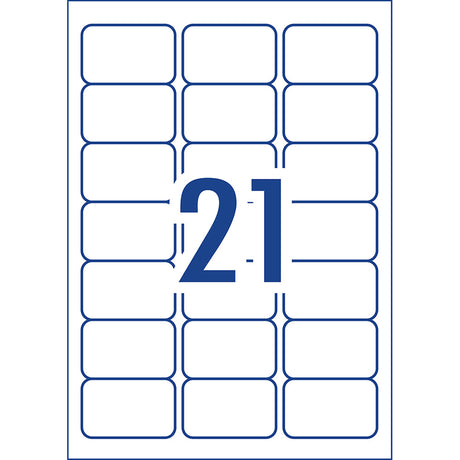 Avery Label L7160-20 Laser 21up 20 Sheets 63x38mm - Cafe Supply