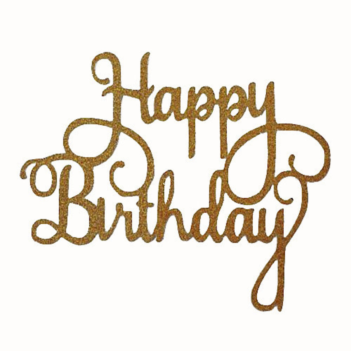 "Happy Birthday" Glitter Gold Cake Topper (Card 140x110mm) - Cafe Supply