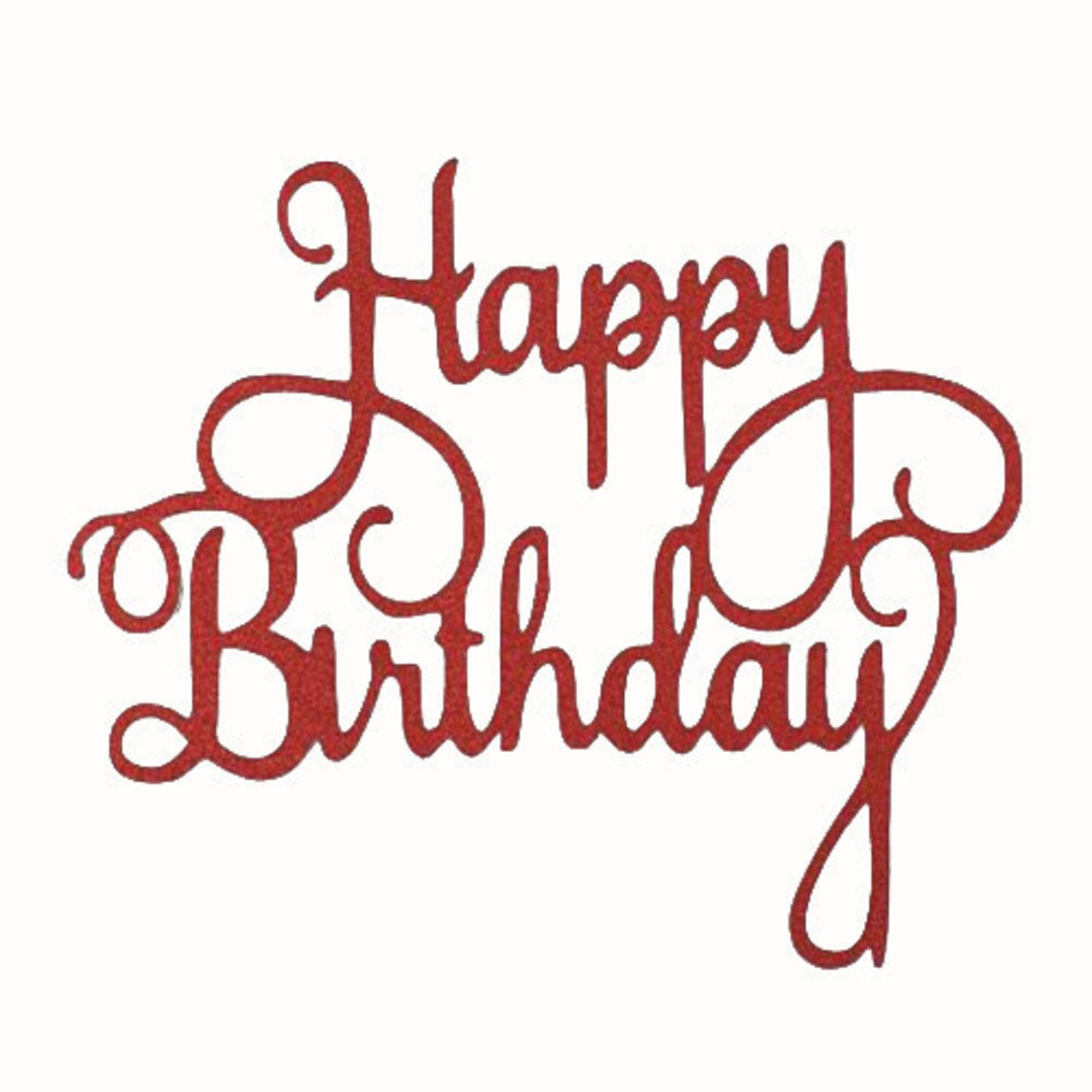 "Happy Birthday" Glitter Red Cake Topper (Card 140x110mm) - Cafe Supply