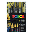 Uni Posca Marker Gold Set Pack of 4 Tip Sizes - Cafe Supply