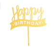 "Happy Birthday" Gold Ribbon Topper (Card 150x120mm) - Cafe Supply