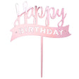 "Happy Birthday" Pink Ribbon Topper (Card 150x120mm) - Cafe Supply
