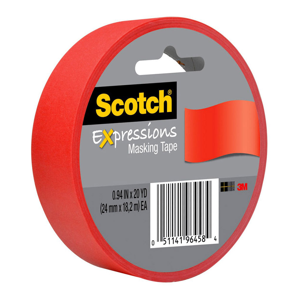 Scotch Expressions Masking Tape 3437-PRD-ESF 24mm x 18m Red - Cafe Supply