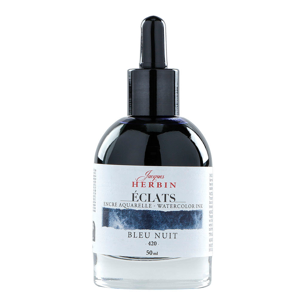 Jacques Herbin Eclats Watercolour Ink 420 Midnight Blue 50ml - Cafe Supply