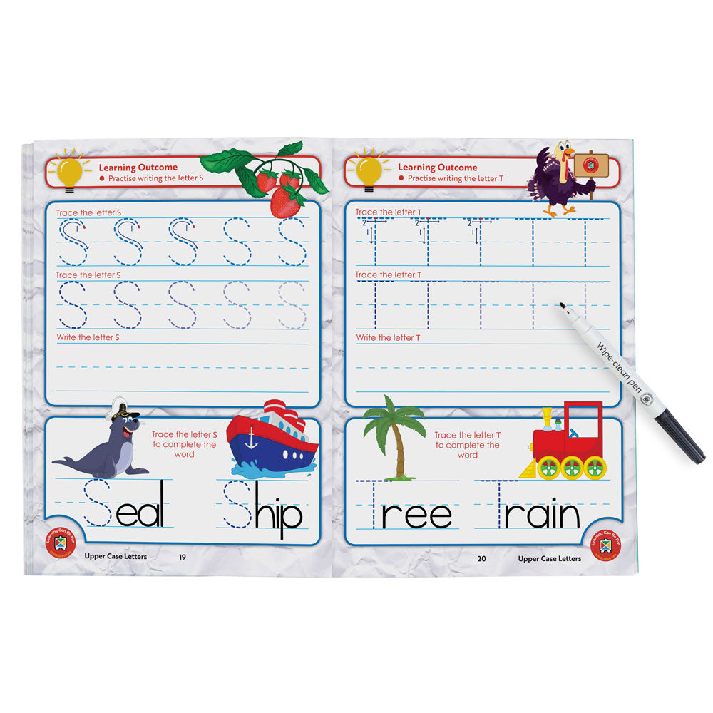 LCBF Wipe Clean Learning Book Upper Case Letters w/Marker - Cafe Supply