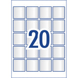 Avery Label L7126 Square Crystal Clear 20up 10 Sheets 45x45mm - Cafe Supply