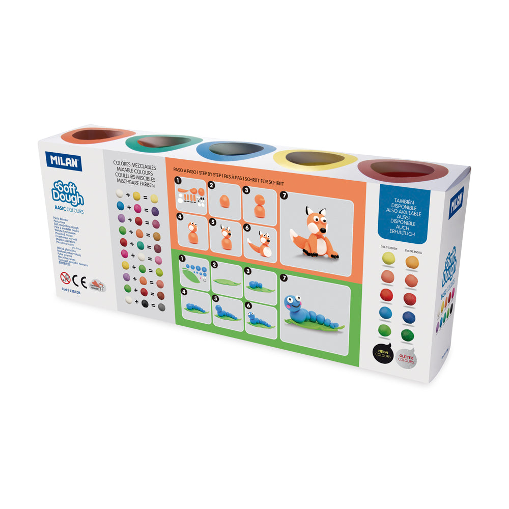 Milan Soft Dough Basic Colours Assorted Pack 10 - Cafe Supply