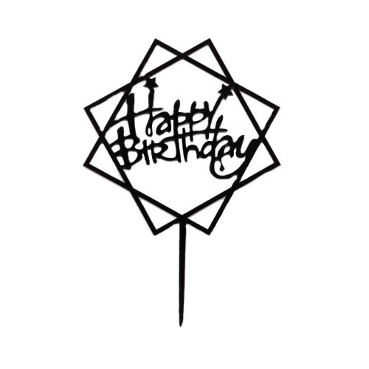 "Happy Birthday" Black Topper (Card 160x120mm) - Cafe Supply