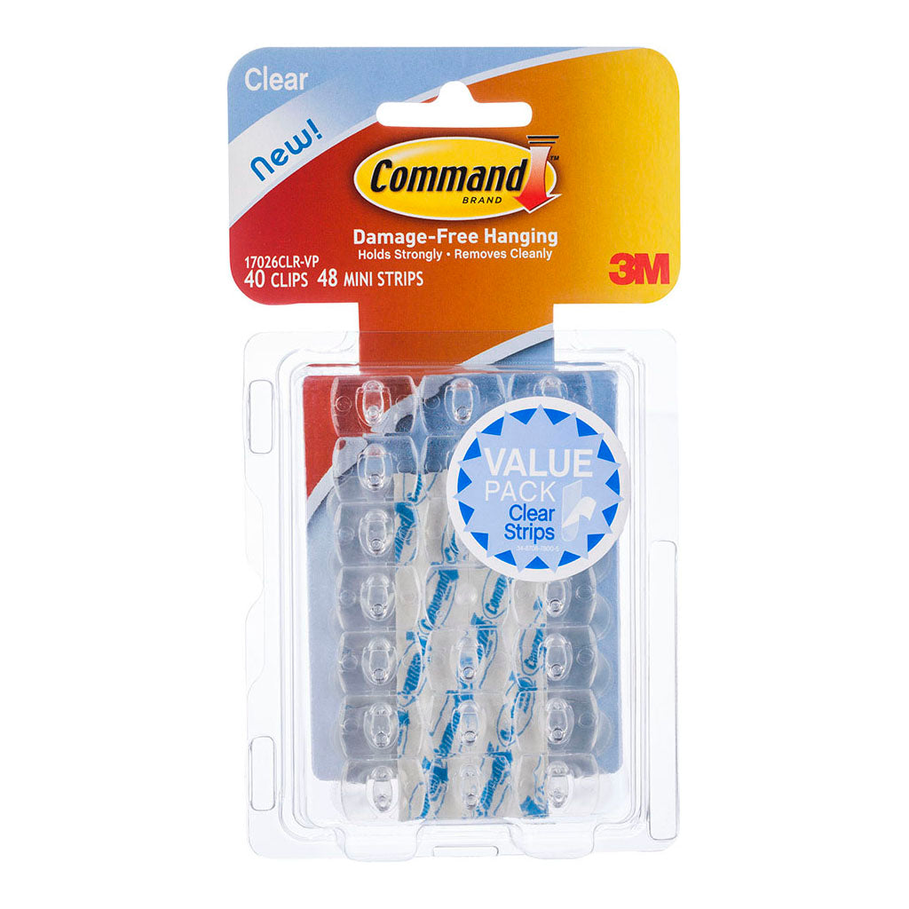 Command Decorating Clips 17026CLR-VP Clear Value, Pack of 40 - Cafe Supply
