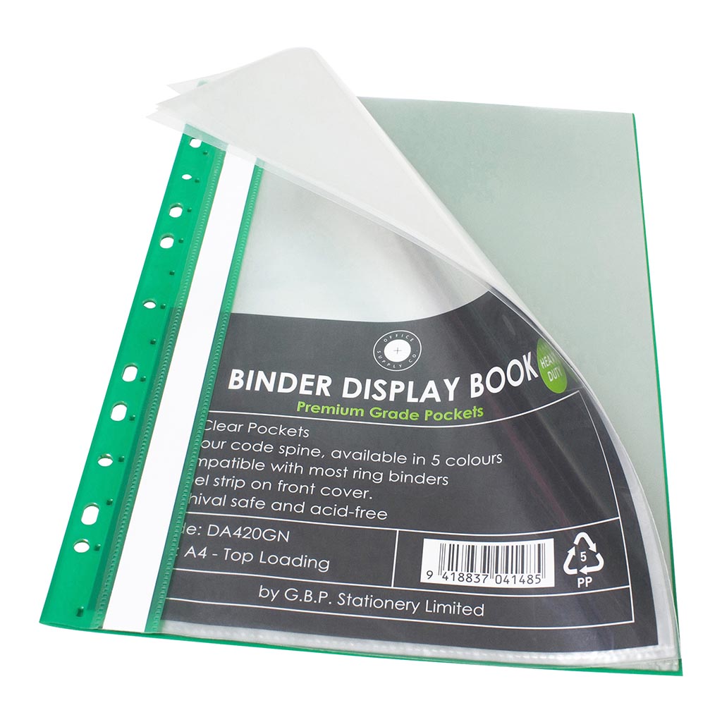 OSC Binder Display Book A4 20 Pocket Green - Cafe Supply