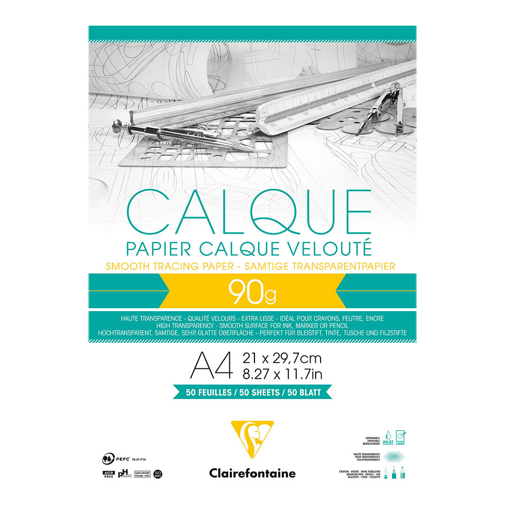 Clairefontaine Tracing Pad A4 90g 50sh - Cafe Supply