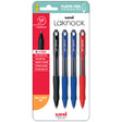Uni Laknock 1.0mm Medium Retractable Assorted Hangsell Pk4 - Cafe Supply