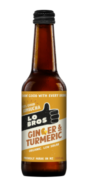 Lo Bros Ginger & Turmeric Kombucha 330ml - Cafe Supply