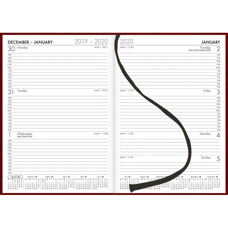 Milford Windsor A53 Week To View Diary Red Even Year - Cafe Supply