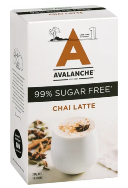 Avalanche 99% Sugar Free Chai Latte Coffee Sticks 10 x 20g - Cafe Supply