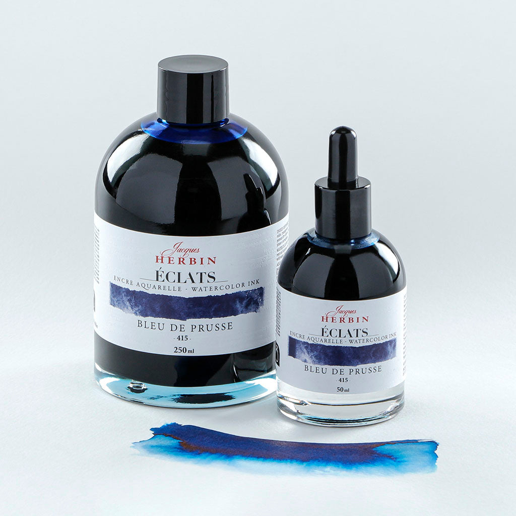 Jacques Herbin Eclats Watercolour Ink 415 Prussian Blue 50ml - Cafe Supply