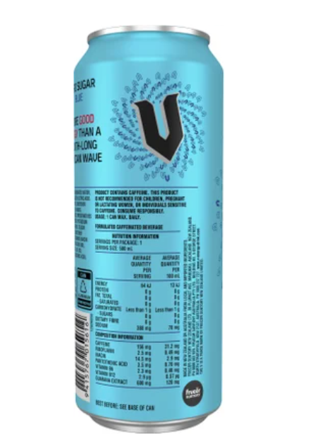 V Zero Sugar Blue Guarana Energy Drink 500ml