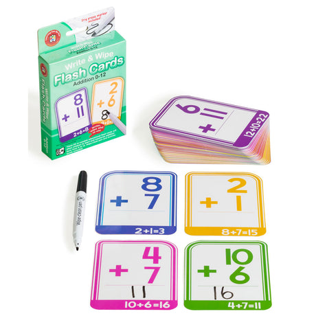 LCBF Write & Wipe Flashcards Addition w/Marker - Cafe Supply