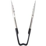 6-inch stainless steel one-piece scalloped tongs with black Kool-Touch® handle - Cafe Supply