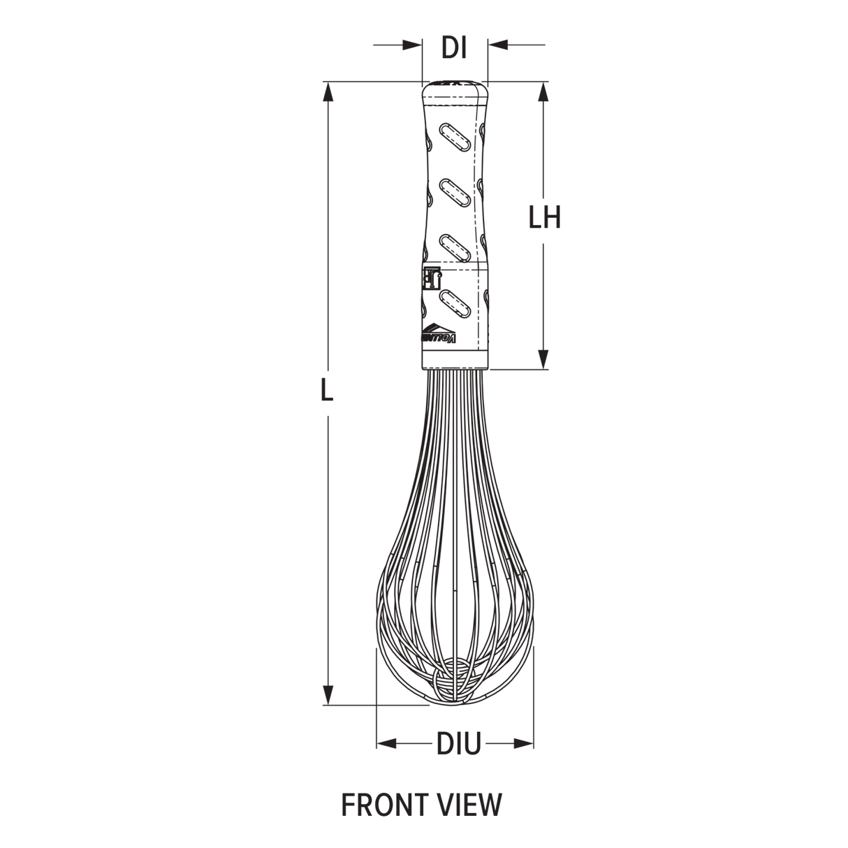 14-inch stainless steel piano whip with nylon handle - Cafe Supply