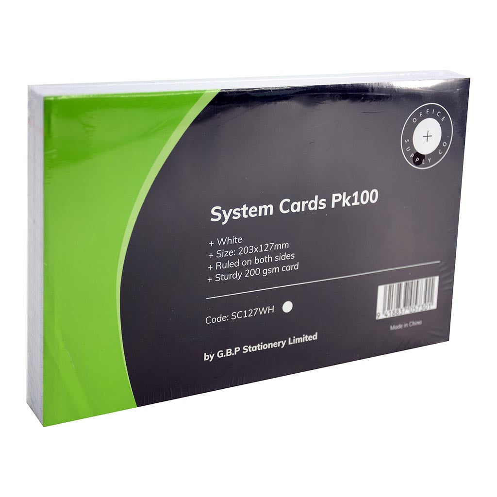 OSC System Cards 203x127mm White, Pack of 100 - Cafe Supply