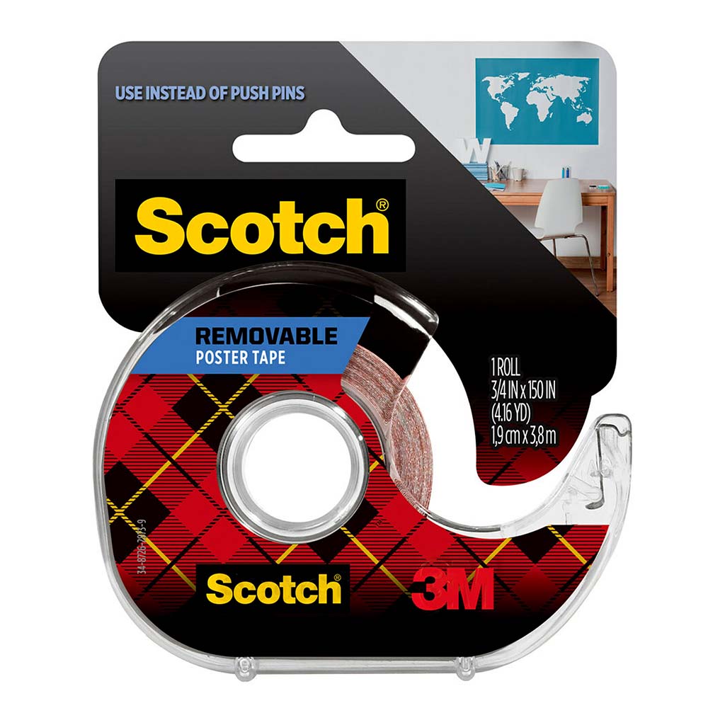 Scotch Removable Poster Tape 109S 19mmx3.8m on dispenser - Cafe Supply