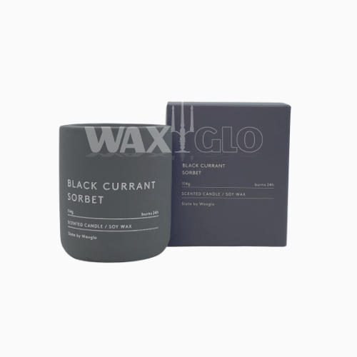 114g Soy Wax Candle in Slate Vessel - Black Currant Sorbet - Cafe Supply