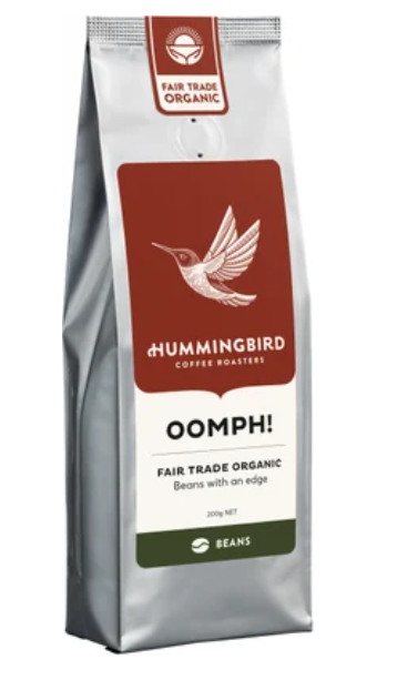 Hummingbird Oomph! Fair Trade Organic Fresh Whole Beans Coffee 200g - Cafe Supply