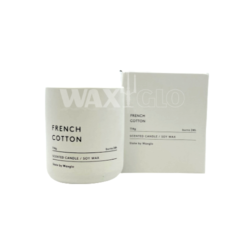 114g Soy Wax Candle in Slate Vessel - French Cotton - Cafe Supply