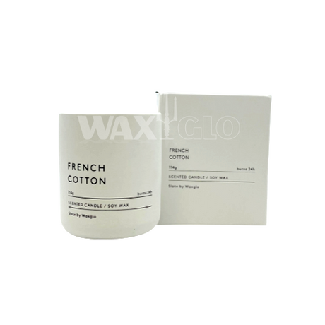 114g Soy Wax Candle in Slate Vessel - French Cotton - Cafe Supply