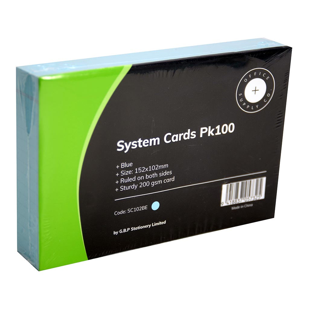 OSC System Cards 102x152mm Blue, Pack of 100 - Cafe Supply