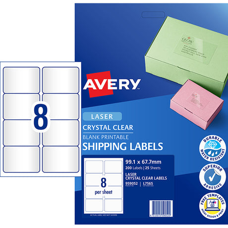 Avery Label L7565-25 Clear 8up 25 Sheets 99x67mm - Cafe Supply