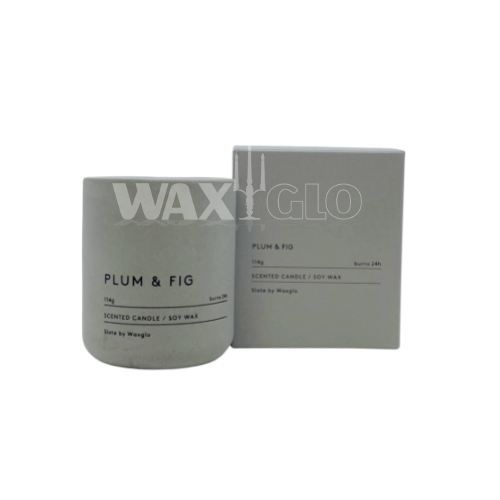 114g Soy Wax Candle in Slate Vessel - Plum & Fig - Cafe Supply