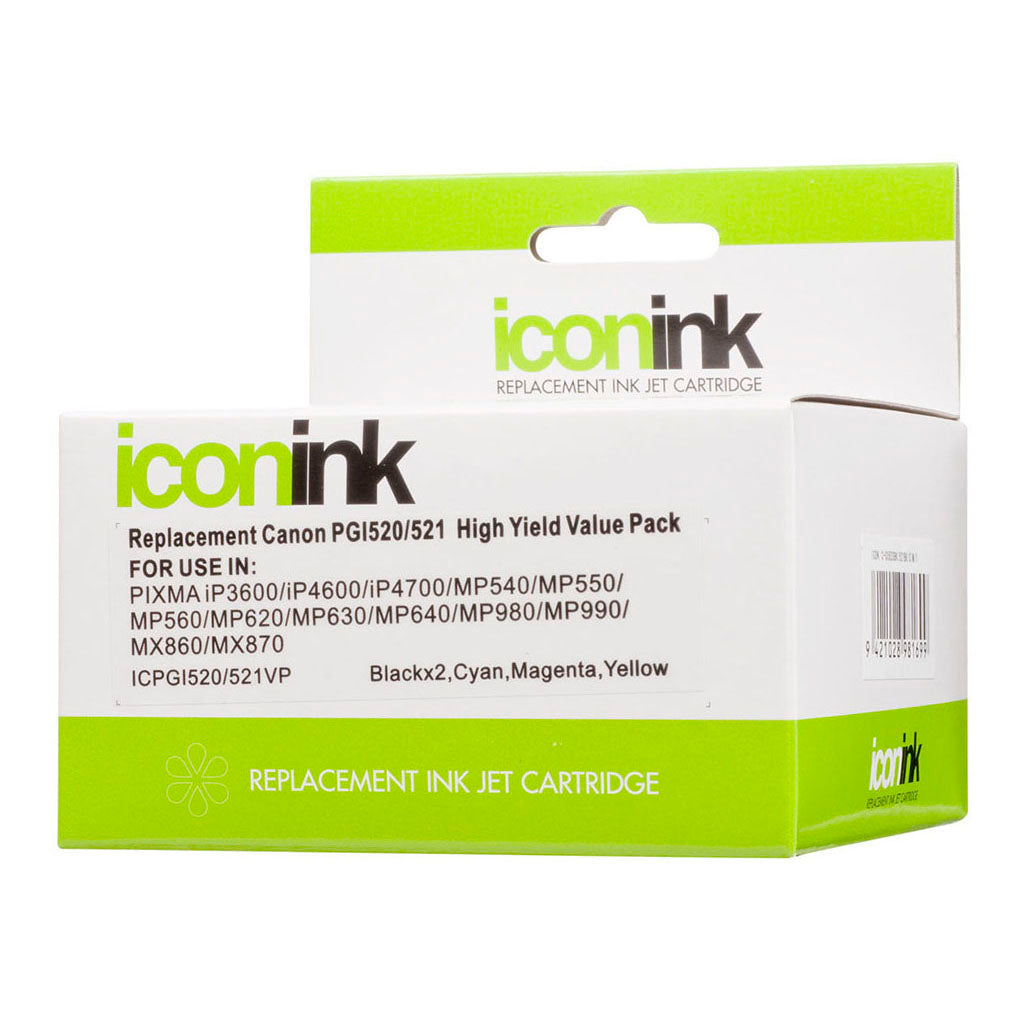 Icon Compatible Canon PGI520 CLI521 BBCMY Ink Value Pack - Cafe Supply