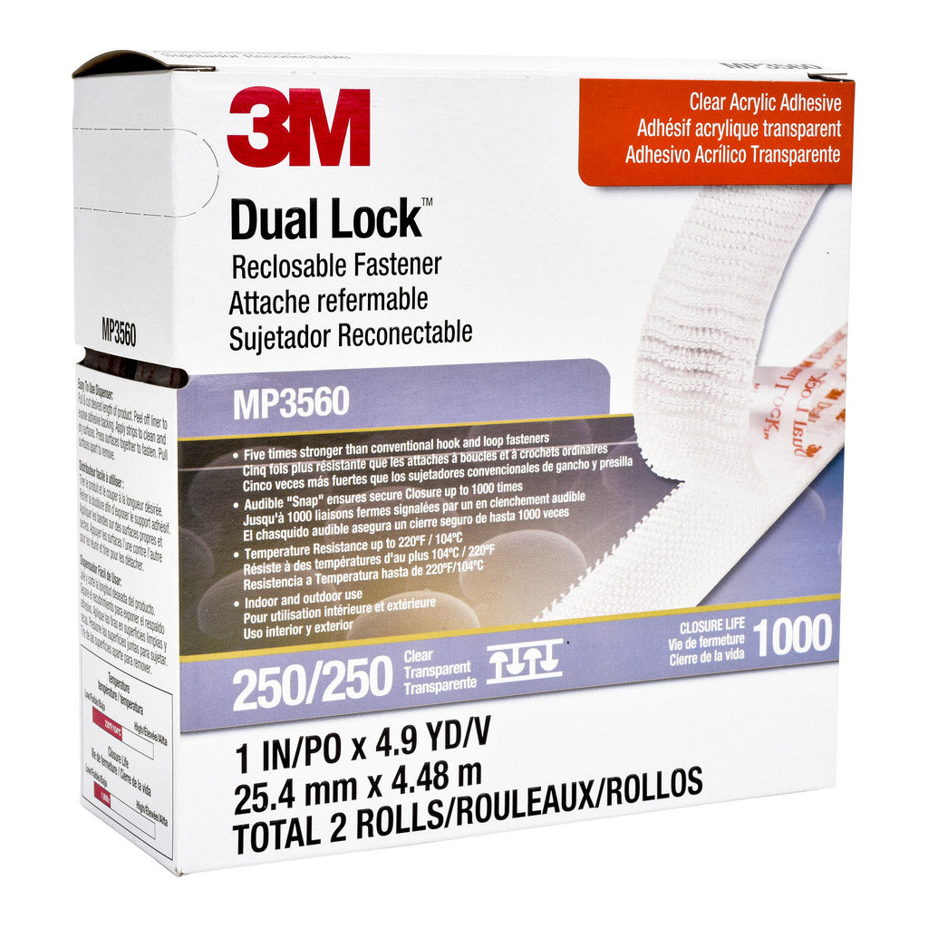 3M Dual Lock Fastener MP3560 Clear 25mmx4m, Pack of 2 - Cafe Supply