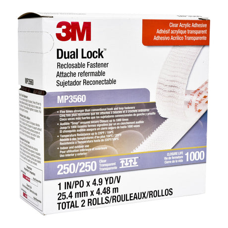 3M Dual Lock Fastener MP3560 Clear 25mmx4m, Pack of 2 - Cafe Supply
