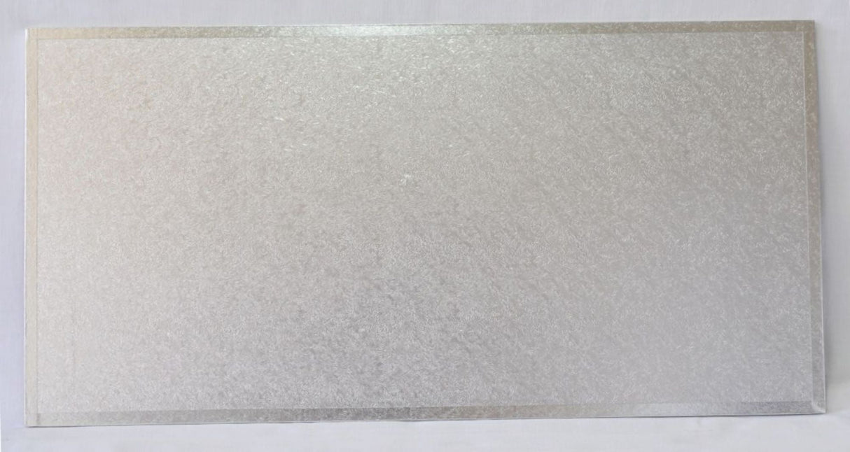 430mm x 355mm 17" x 14" Rectangle 4mm Cake Card Silver - 40 LEFT - Cafe Supply