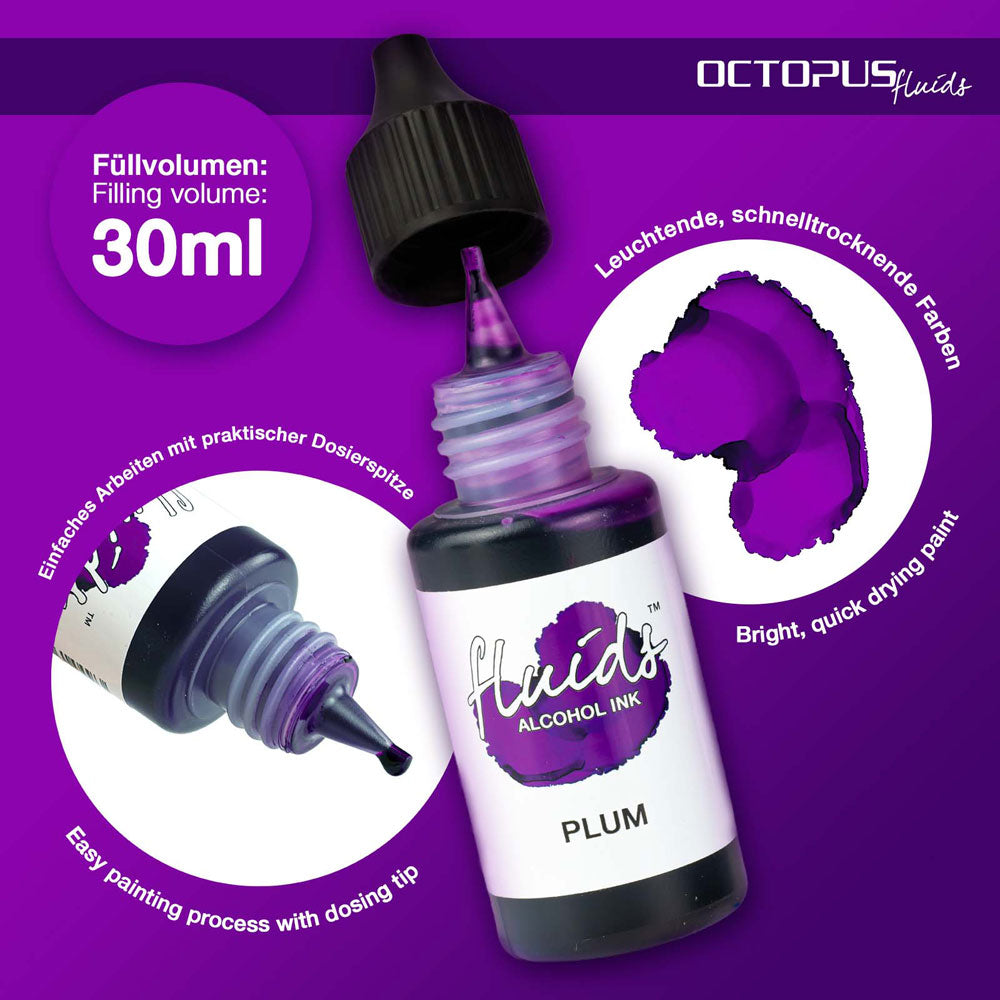 Octopus Fluids Alcohol Ink Plum Violet 30ml - Cafe Supply