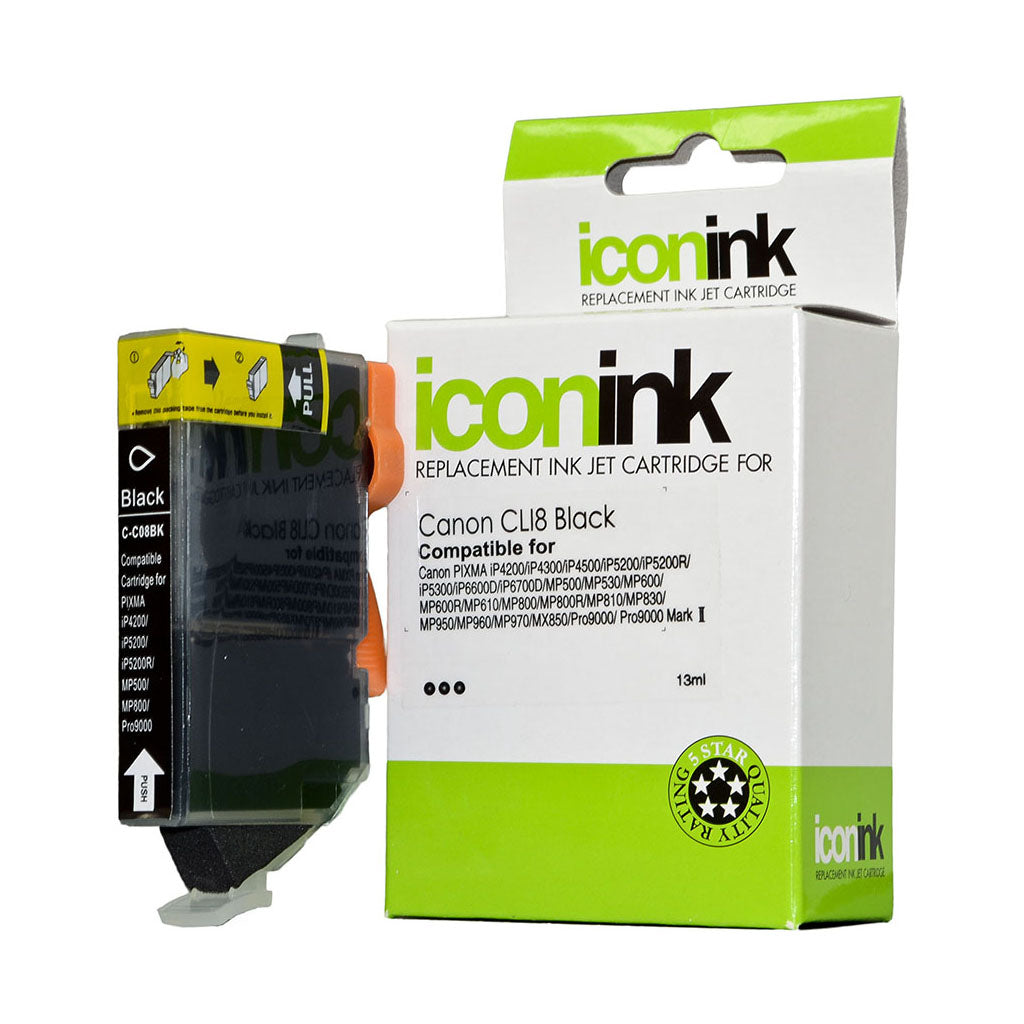 Icon Compatible Canon CLI8 Black Ink Cartridge - Cafe Supply