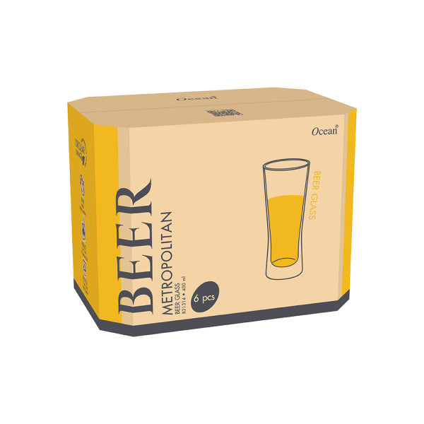 Ocean Eco Metropolitan Beer Glass 400ml -  Set 6 - Cafe Supply