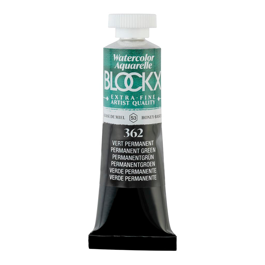 BLOCKX Watercolour Tube 15ml S3 362 Permanent Green - Cafe Supply