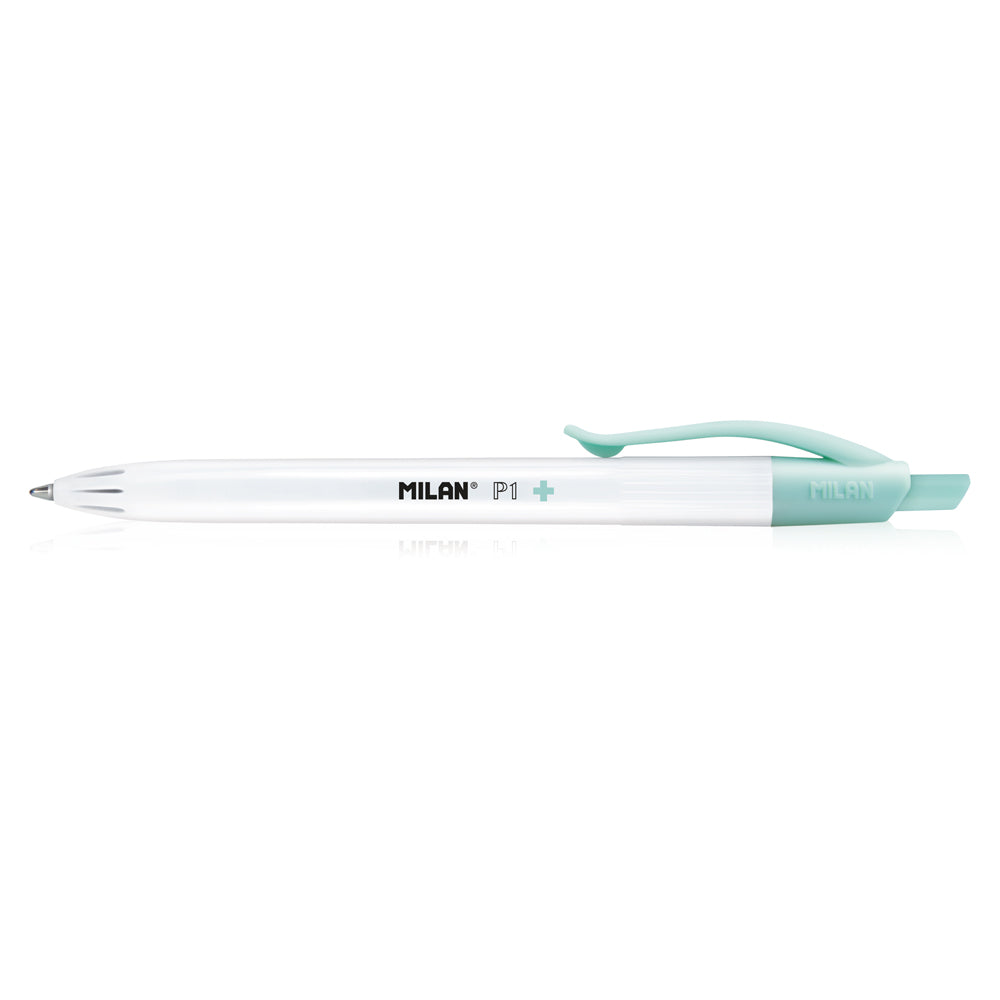 Milan Anti-Bacterial P1+ Ball Point Pen Blue Pack 3 - Cafe Supply