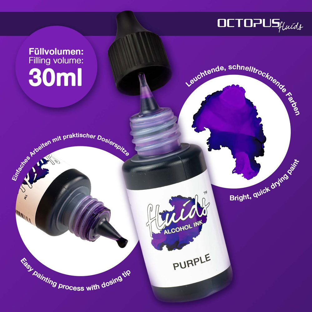 Octopus Fluids Alcohol Ink Purple Violet 30ml - Cafe Supply