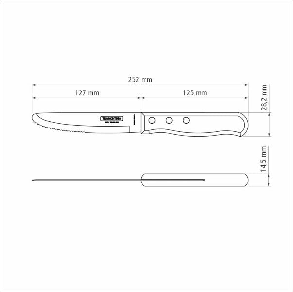 Tramontina Churrasco Steak Knife Serrated Wide Blade Polywood Red 5", 12cm