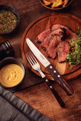 Tramontina Churrasco Steak Knife Serrated Wide Blade Polywood Brown 5", 12cm