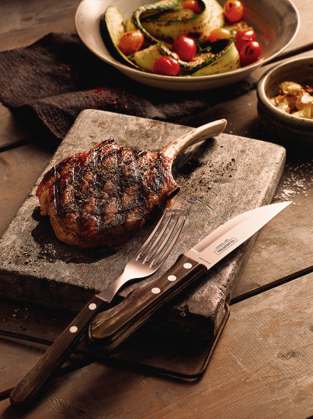 Tramontina Churrasco Steak Knife Jumbo Serrated Wide Blade Polywood Brown 5", 12cm